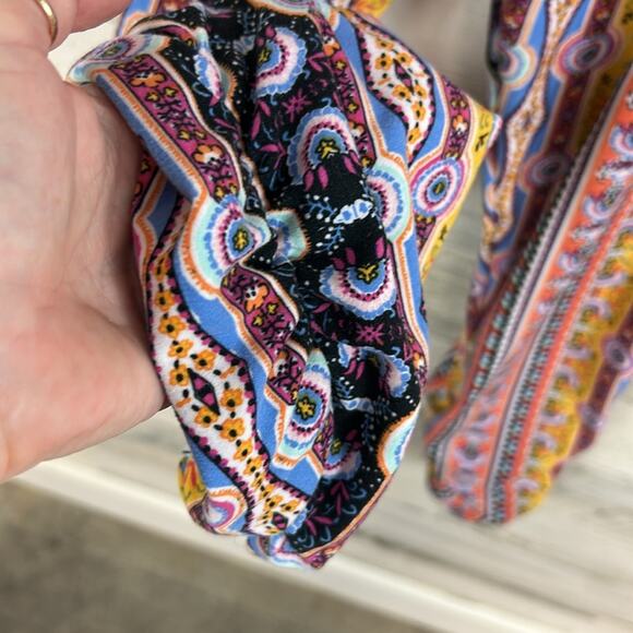 No Comment NY LA Strapless Jumpsuit Smocked Boho Ruche Ankle Size Women’s Large - Picture 5 of 8